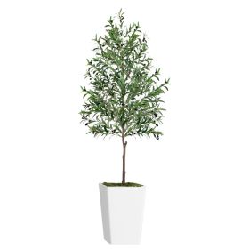 Artificial Olive Tree 7FT with Pot and Moss, Artificial Plants for Home Office Decor