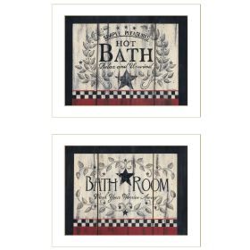 "Hot Bath" 2-Piece Vignette by Linda Spivey, White Frame