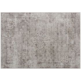 HOMCOM Machine Washable Area Rug 8x10, Non-Slip Traditional Floor Carpet for Living Room, Bedroom, Light Mixed-Brown