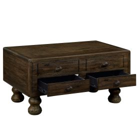 Solid Wood Rectangle Coffee Table for Living Room, 40-Inch Antique Coffee Table with 4 Drawers (Color: as Pic)